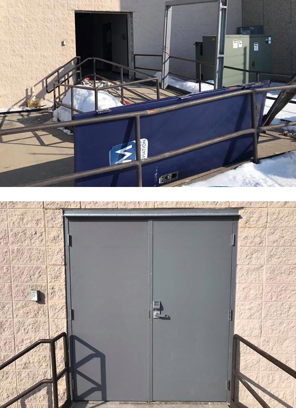 Double steel doors installed at General Mitchell International Airport Double steel doors installed at General Mitchell International Airport