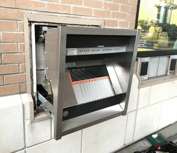 bank depository safe being repaired bank depository safe being repaired