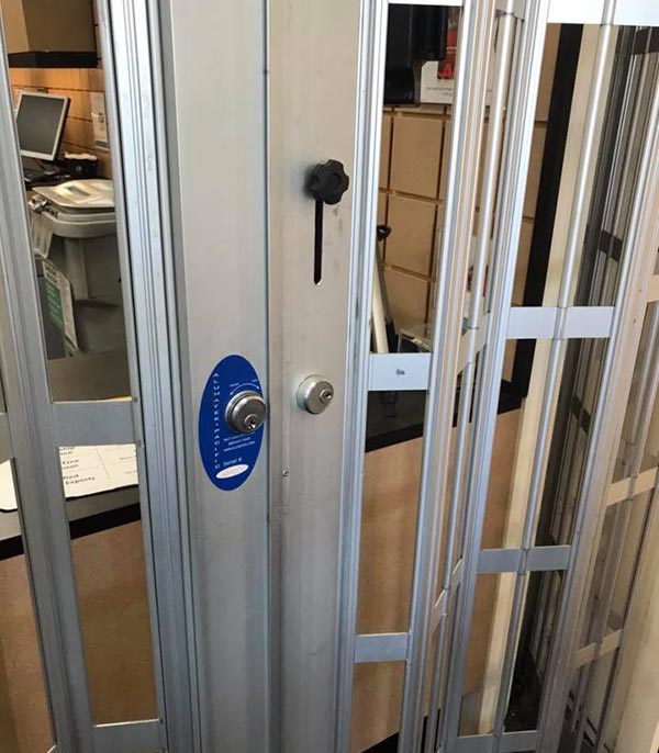 A folding security door.